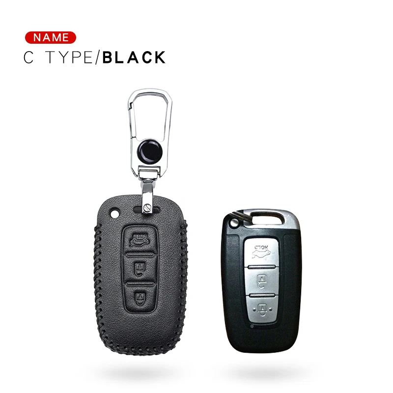 XK027-Black Кожаный чехол для ключей автомобиля для KIA K3 Sportage R K4 Sorento K5 KX1 KX3 Cachet KX5 KX7 Forte K2 Rio Ceed Cerato Picanto Soul - Название цвета: XK027-Black