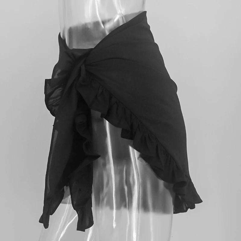 Ohvera, шифоновая Мини-юбка с оборками, Женская Летняя короткая юбка, элегантная Асимметричная облегающая сексуальная юбка, Saia