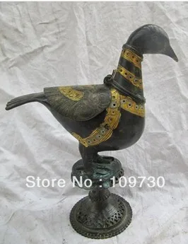 00931 Тибетский буддизм Классическая Бронзовая медная позолота peace pigeon курильница