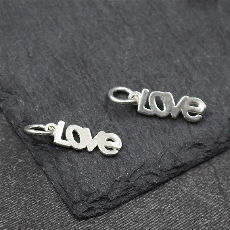 

Real 925 Sterling Silver Letter Love Charm Pendant for DIY Bracelet Pendant Necklace Fine Jewelry Findings Accessories A0231