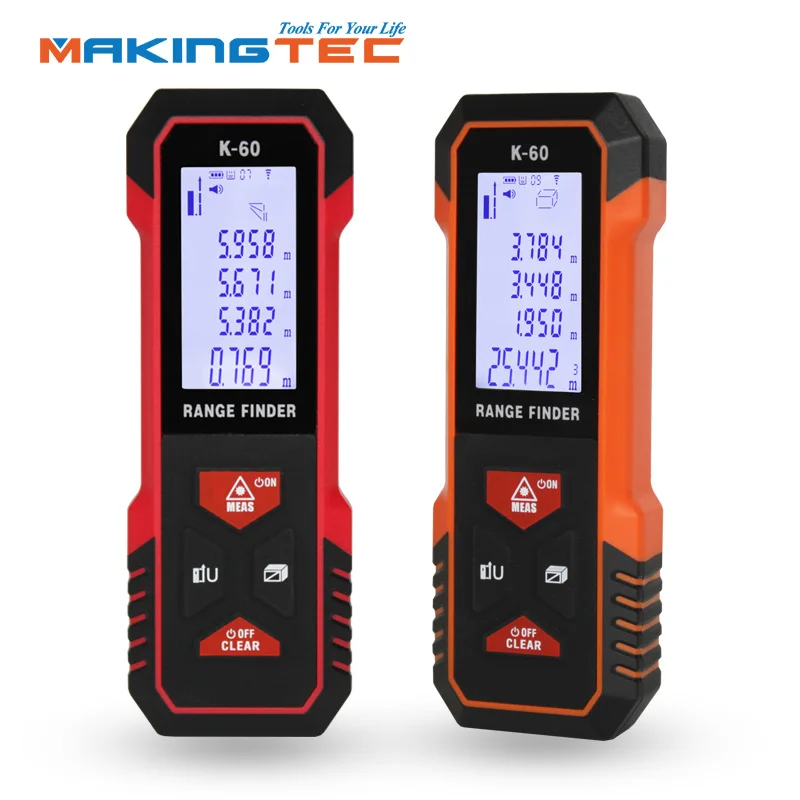 MAKINGTEC Laser Distance Meter Rangefinder Laser Roulette Measure Meter 40M60M Laser Digital Tape Measure Digital Measuring Tape
