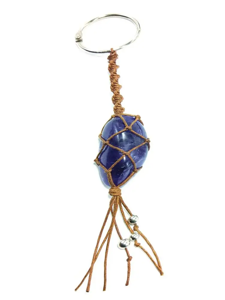 Natural Quartz Crystal Stone Blue-green Fluorite Treatment Stone Fluorite Ornament Fluorite Pendant With Hand-woven Braided Rope