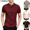 Camisetas Vintage de manga corta para hombre, remeras ajustadas con botones hacia abajo, ropa de estilo chino para hombre, Camisas masculinas 2022 ► Foto 1/6