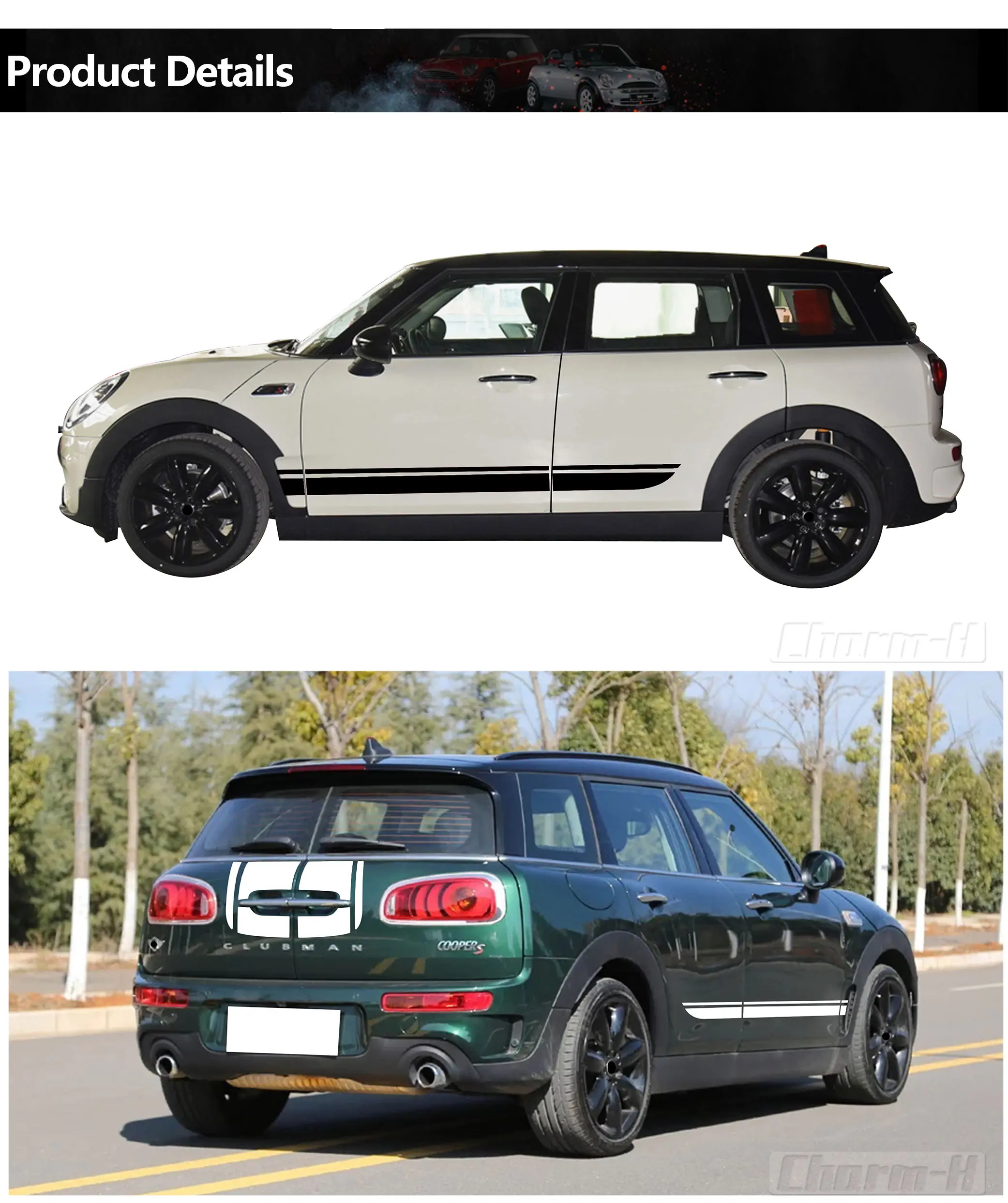 Автомобильный капот, крышка двигателя, крышка багажника, задняя дверь, боковые полосы, наклейка, комплект для кузова, наклейка для MINI Cooper Clubman F54-, аксессуары