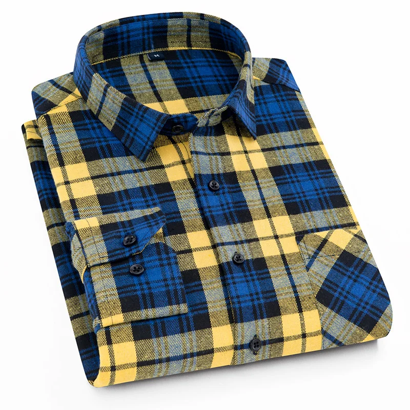 Beste Flanel Mannen Plaid Shirt Slim Fit Casual Lange Mouwen Schuren Shirt Lente Herfst Mannelijke Sociale Jurk Shirts Zachte Comfort 4XL 3XL