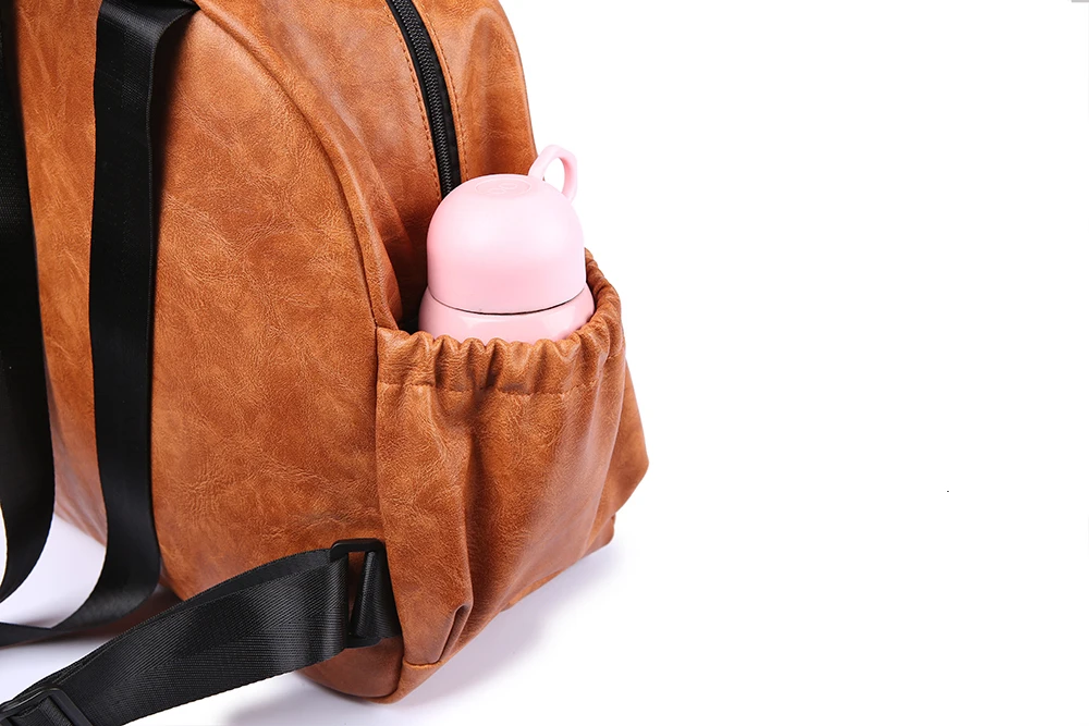 Стильная коричневая Детская сумка большого объема, рюкзак для мамы, сумка для коляски с ремнями, винтажная пеленка для мам