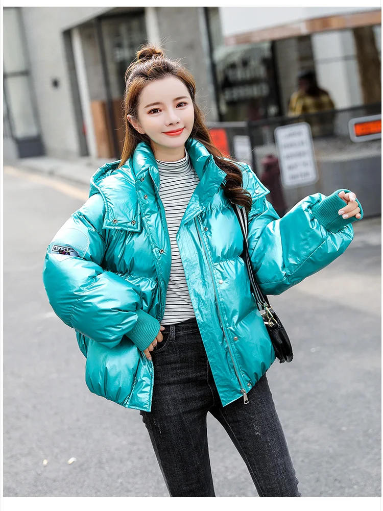 New Winter Coat Women Fashion Hooded Warm Slim Short Down Jacket Female Plus Size Letter Printed Women's Winter Jacket 473