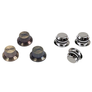 

3Pcs Guitar Metal Top Hat Tone Tuning Knobs with Bronze Top Hat Bell Knob Pushes the Guitar Bass Knob 5.8 mm Knob