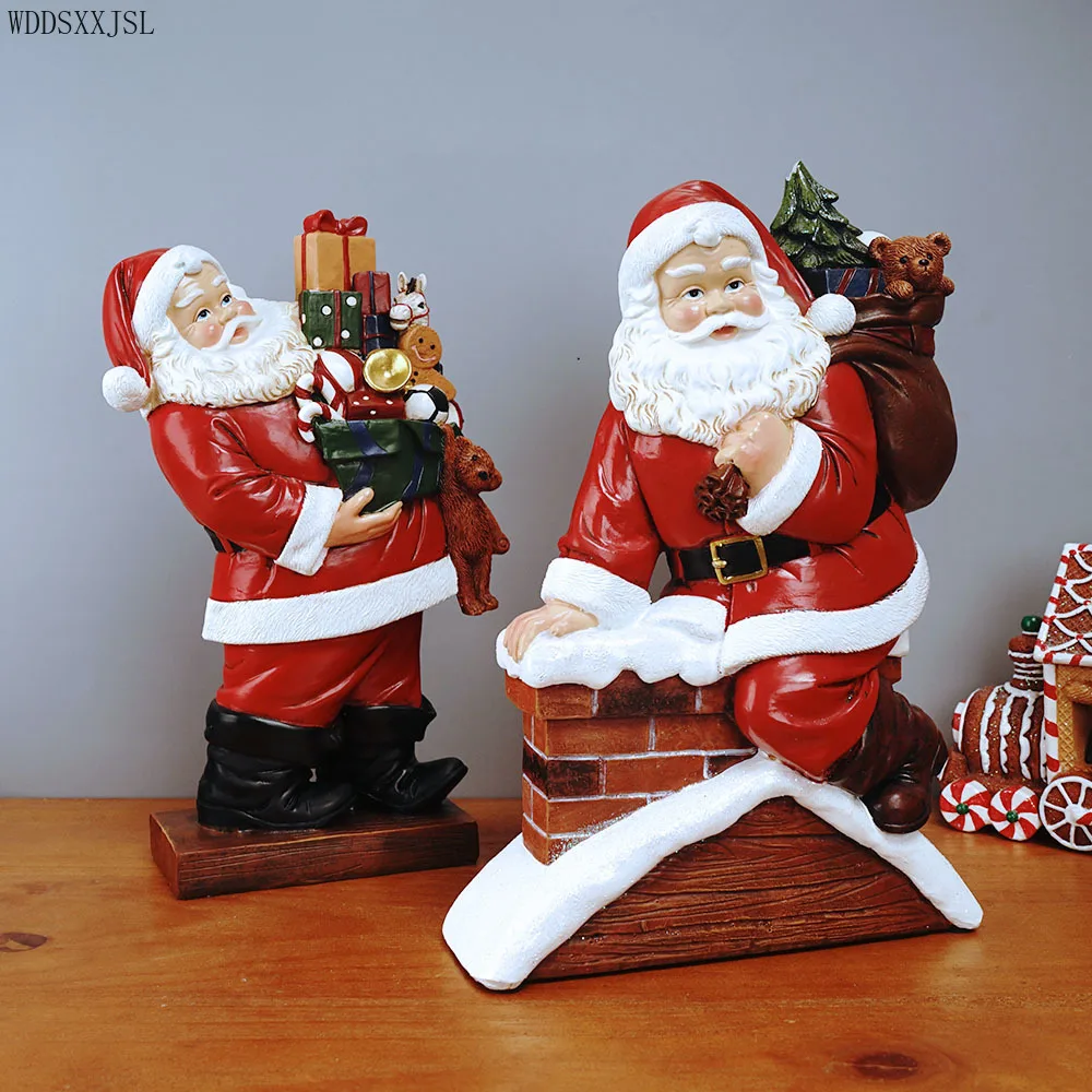 

WDDSXXJSL Creative Christmas Decoration Luminous Santa Claus Decoration Resin Crafts Snowman Doll Holiday Party Home Decoration