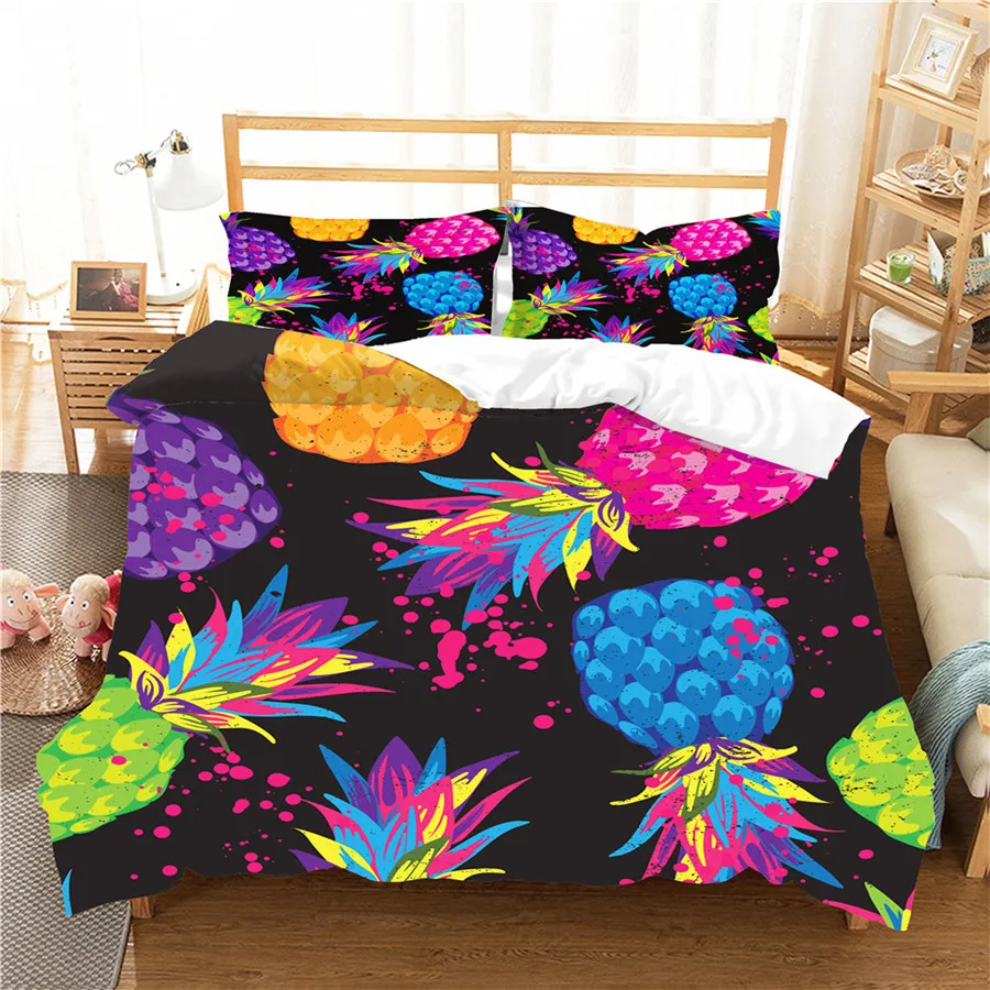 

A Bedding Set 3D Printed Duvet Cover Bed Set pineapple Home Textiles for Adults Bedclothes with Pillowcase #BL24