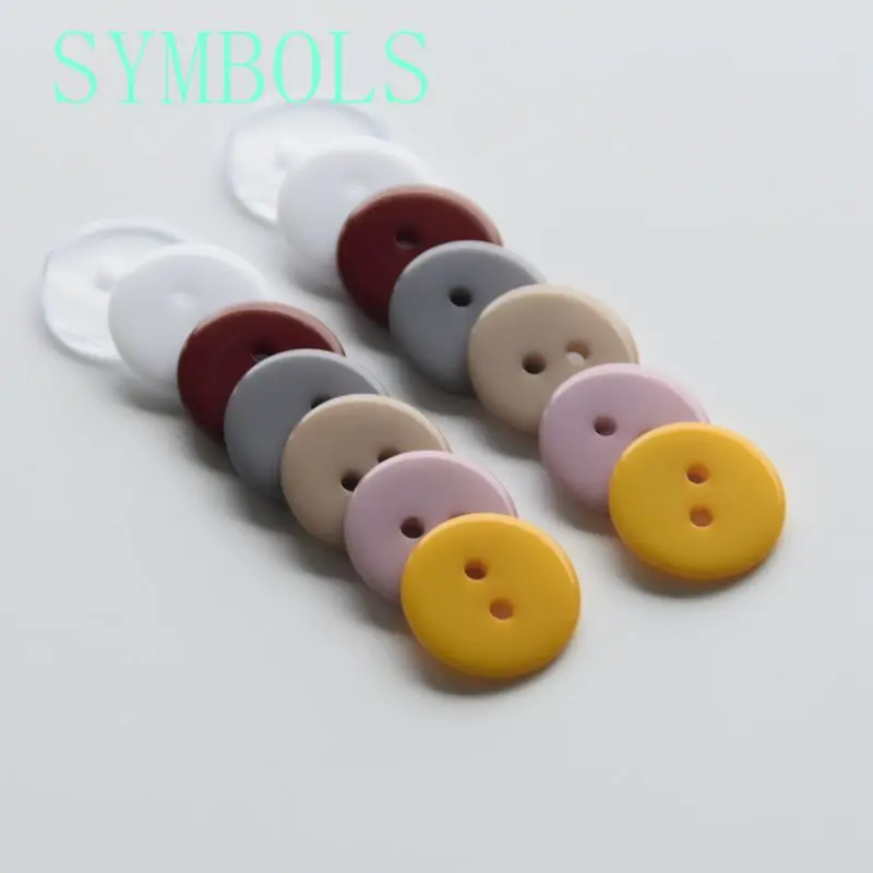 PiniceCore 100pcs Resin Button Round Shape 2 Hole Sewing Scrapbooking Apparel Sewing Button 12mm Mixed Color 