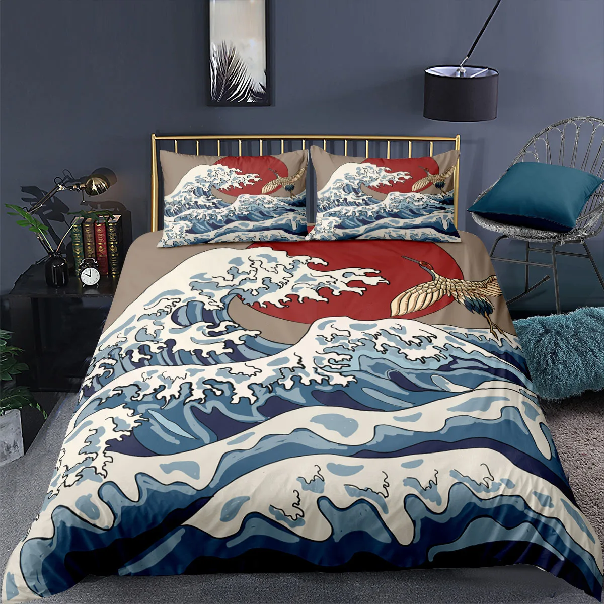 The Great Wave off Kanagawa Bedding Set 2/3Pcs Duvet Cover & Pillowcase(s) 3D Printed Quilt Cover Home Textile Gift 