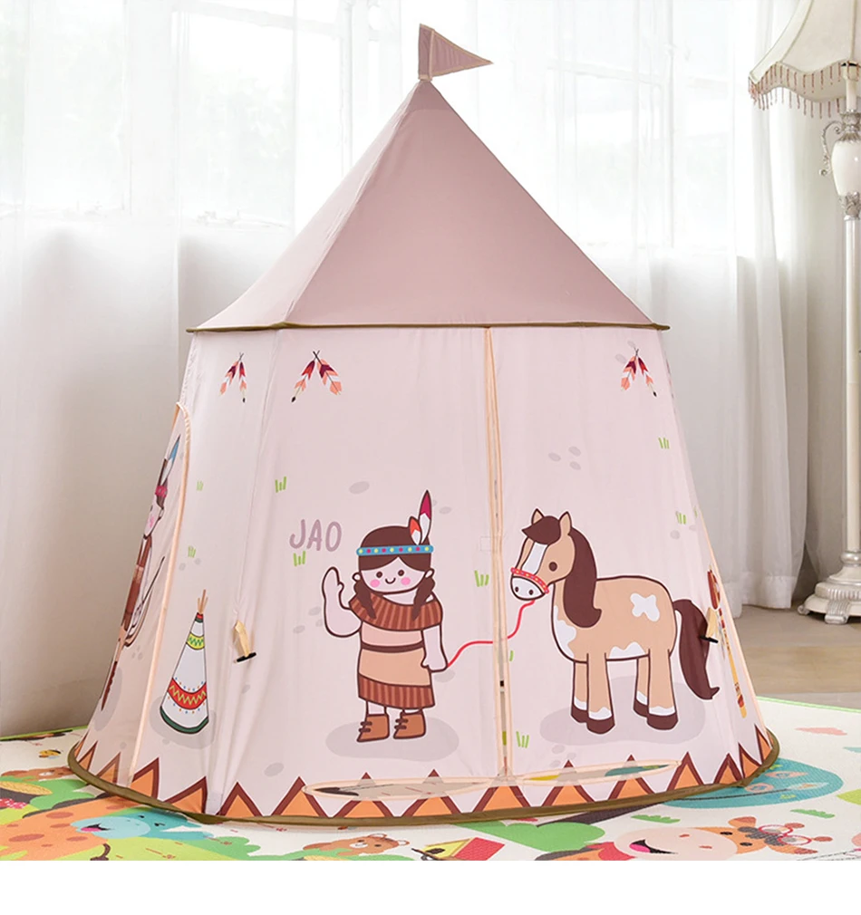 Складная детская палатка для детей, Детский Игровой домик, Замок принцессы Вигвама, подарок для детей, палатка с флагом, детская комната, игрушка