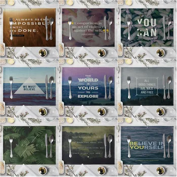 

Scenery English Pattern Table Placemat European Style Dining Table Cushion Kitchen Supplies Western-style Placemat Coasters