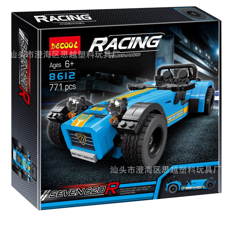 

DECOOL 8612 Creative Flexible Series Caterham Sports Car 620R Classic Car Educational Assembled Building Blocks Toy