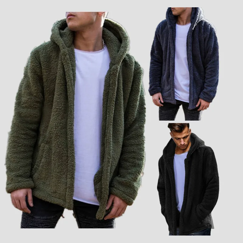 

Men Plush And Velvet Warm Hoodies Solid Autumn Casual Long Sections Hooded Sweatshirt Long Sleeve Overcoat Hoodies Outwear S-3XL