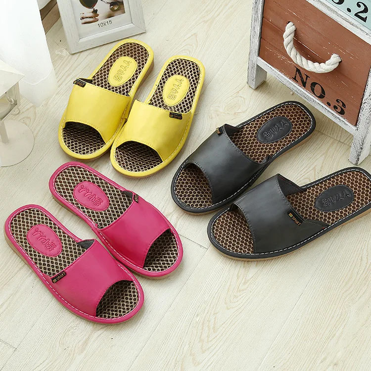 

Men Summer New Style Pu Hide Substance Slipper Sandals Household Anti-slip Home Palm Deodorizing Wear-Resistant Couples Slipper