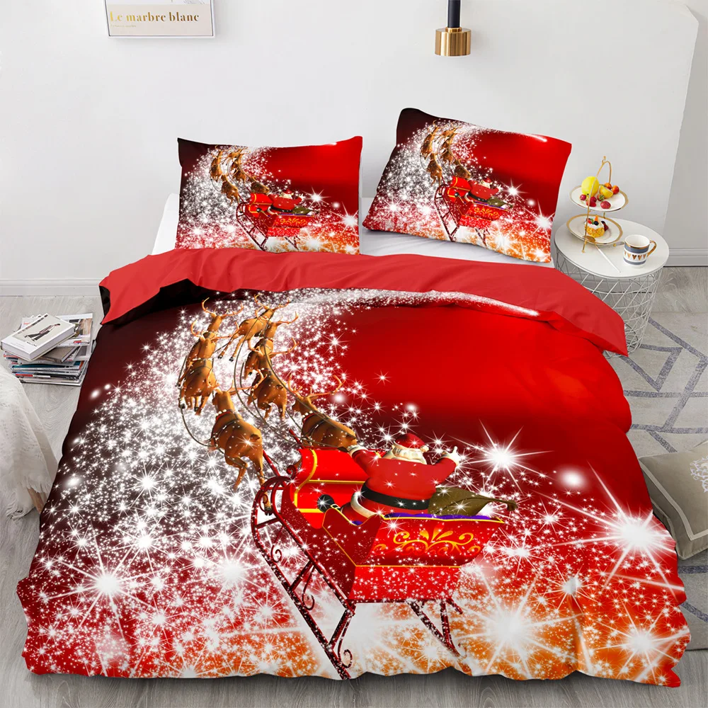 Christmas Down Duvet Cover Pillowcase Three-piece Set Home Textile Three-piece Set for Children  Bedding Set Queen