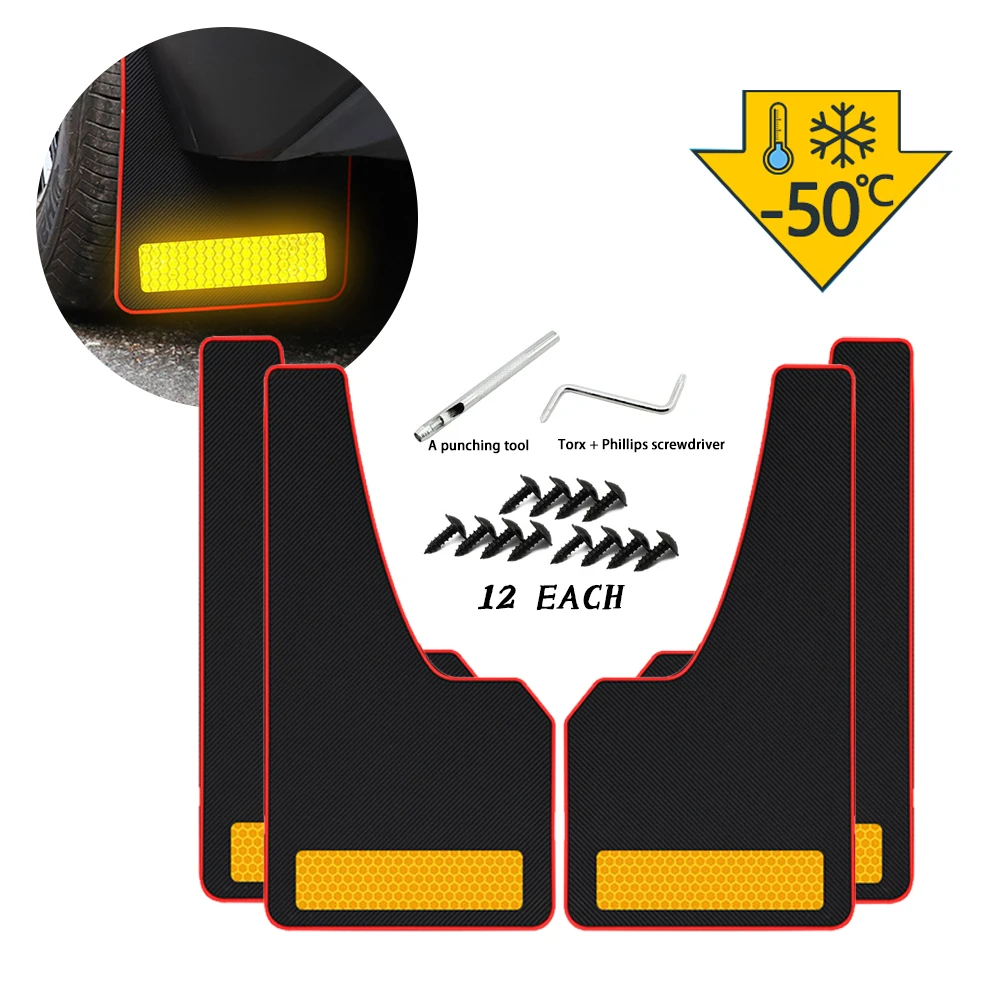Universal Mud Flaps 4pcs Set Front Rear Splash Guards Mudguards For All Car Carbon Fiber Effect