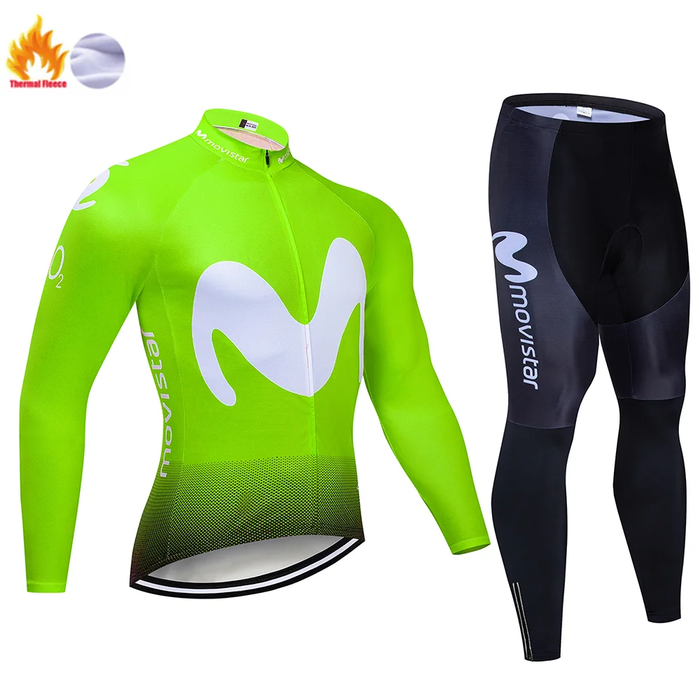 Cycling suit Movistar зимний теплый флисовый комплект с длинным рукавом для велоспорта, Мужская одежда, одежда для велоспорта, одежда для велоспорта, Майо Ropa Ciclismo - Цвет: Cycling suit