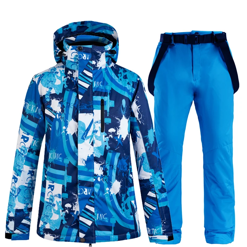 Водонепроницаемые ветрозащитные лыжные костюмы, Мужская лыжная куртка со штанами, комплект для сноубординга, мужская зимняя Лыжная куртка и брюки, зимняя Лыжная одежда - Цвет: Лаванда