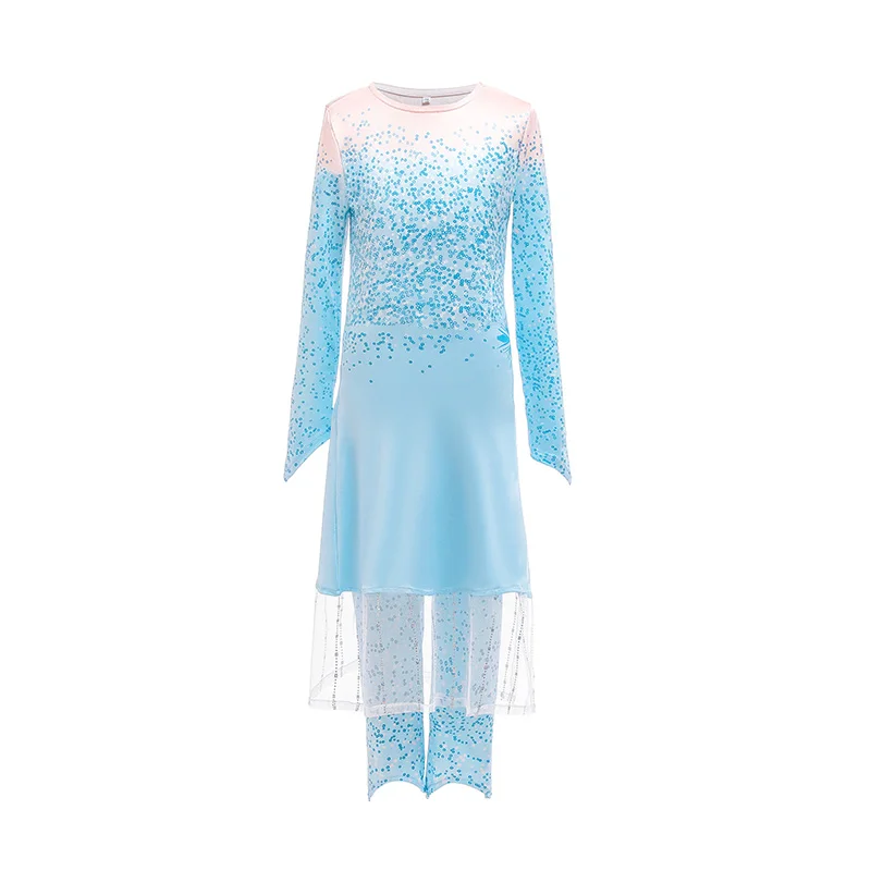 

Girls Elsa Princess Dress Kids Cosplay Elza Snow Queen 2 Clothes Children Christmas Birthday Party Costume White Wig Accessories