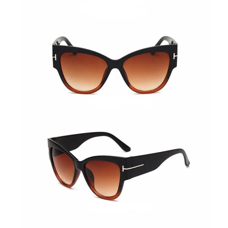 Cross-border sunglasses ladies European and American vintage wide-legged sunglasses wholesale new men's glasses free shopping - Lenses Color: black brown