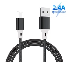 USB C Cable Type C 2.4A Fast Charger Charging Cable Braided USBC Cable 2M for Xiaomi Poco X3 Pro M3 Redmi Note 10 9S 9 Mi 11
