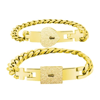 

Couple Lovers Women Jewelry Decor Gifts Love Heart Lock Bracelet Stainless Steel Bracelets Bangles Key Women Pendant Necklace