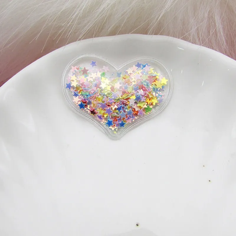 Heart Colour 20 шт прозрачный блеск зыбучие пески пентаграмма сердце любовь блестки DIY девушка ювелирное изделие в виде заколки ремесла материал милый орнамент патч - Цвет: Heart Colour