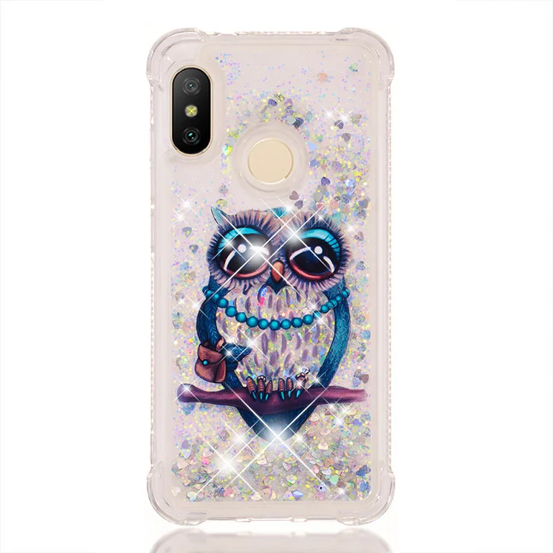Gray Owl Для Xiaomi A2 Lite 5X A1 блестками с блестками жидким песком чехол для телефона Redmi K20 7A 6 Pro 6 6A 5 Plus 5A 4X 4A S2 Примечание 5A премьер-Чехол - Цвет: Gray Owl