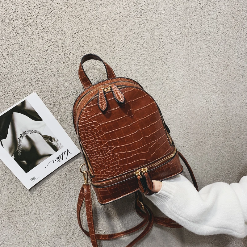 Винтажный женский рюкзак из искусственной кожи, простая школьная сумка высокого качества для девочек, большая вместительность, известный дизайнер, женский рюкзак для колледжа - Цвет: Brown1