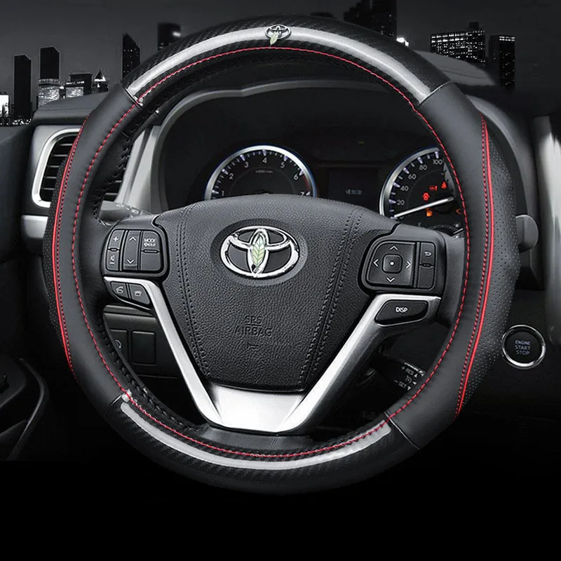 Чехлы для руля из углеродного волокна 38 см Toyota Estima Prado Yaris Camry Corolla|Чехлы на руль| |