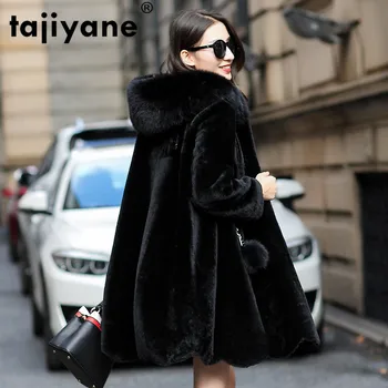

Winter Natural Fur Coat Women Real Fox Fur Hooded Sheep Shearing Jacket Female Vintage Double Faced Fur Coat Warm Top Hiver 9629