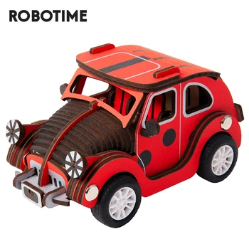 

Robotime Kids Beetle Car Toys Friction Vehicles Model Building Kits Wooden Toys For Children Birthday Gift