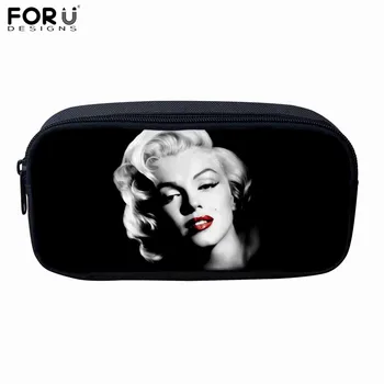 

FORUDESIGNS Marilyn Monroe Print Women Long Cosmetics Bag Pencil Case Large Capacity Pencil Stationery Organizer Multifunction