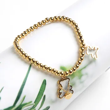 

DI-251 Two Cute Shell Bear Bracelets For Women Bear Give You Love Bead Letter Jewelry Gold Color Bracelets Fashion Accessories