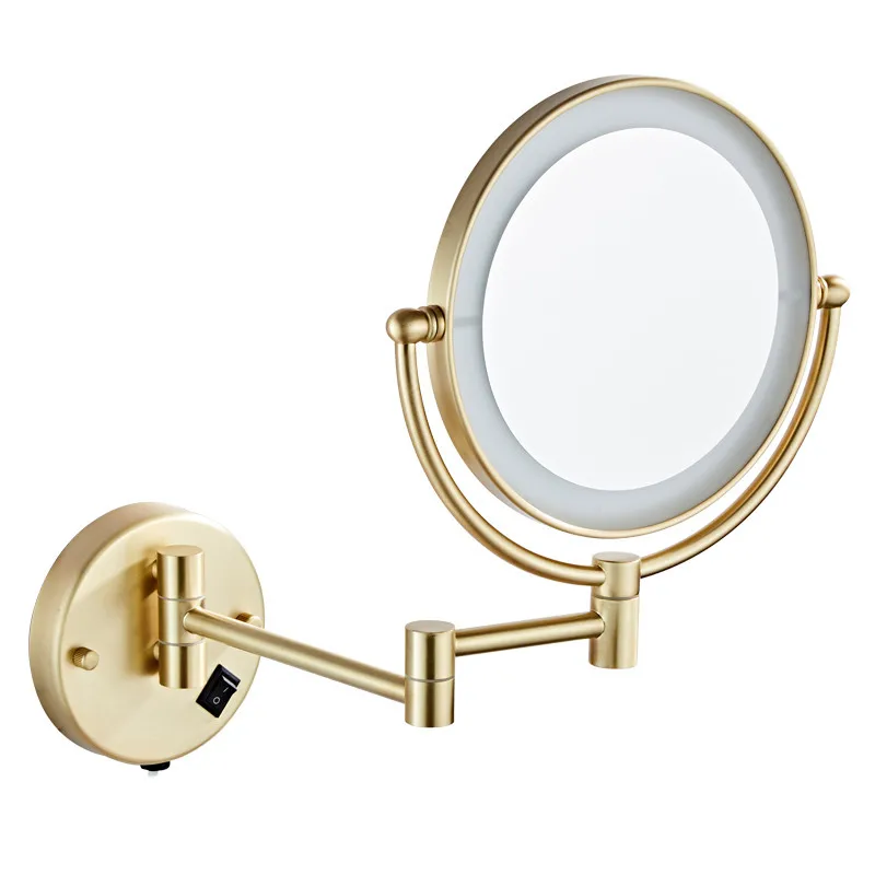 Туалетное Зеркало 8 дюймов, двустороннее 3X/1X, настенное, матовый, золотой, светодиодный, складное зеркало для макияжа, косметическое зеркало, подарок для леди