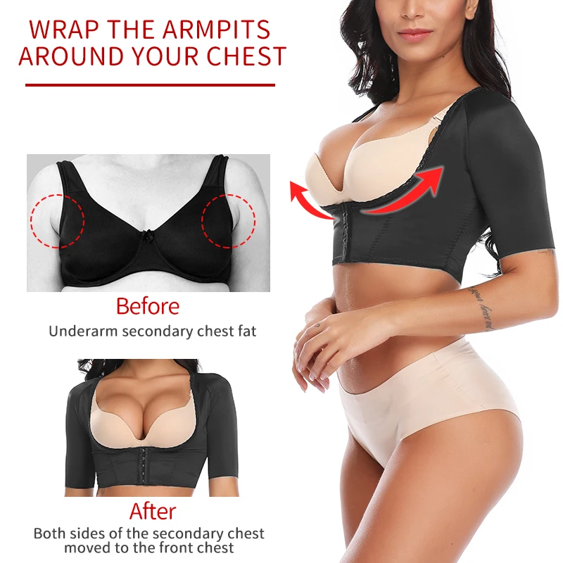 Upper Arm Shaper Humpback Posture Corrector Arms Shapewear Back Support Women Compression Slimming Sleeves Slimmer Corset Top low back shapewear