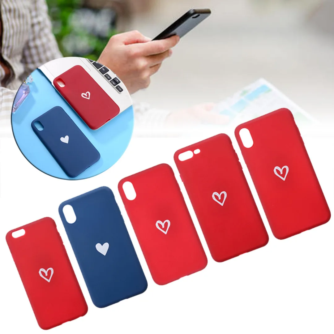 Phone Case For iphone XR X 6 6 s 7 8 plus Cute Simple Love Heart Shockproof Soft TPU Case Cover For iPhone X XS Max XR Fundas