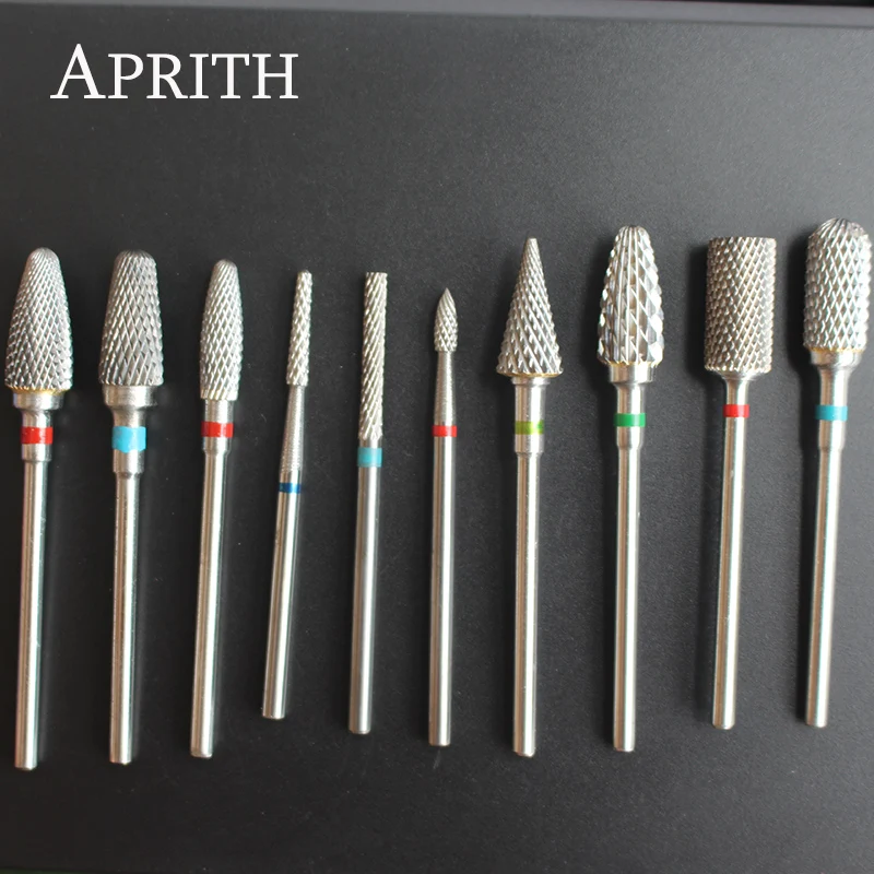 APRITH 10 тип твердосплавное сверло для ногтей Электрический Фрезерный резак пилка для ногтей Маникюр для маникюра аксессуары для дизайна ногтей
