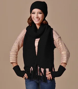 

New 3PCS Winter Autumn Scarf+Cap/Hat+Glove Women Scarf Soft Warm Costume Girl Boy Birthday Gifts