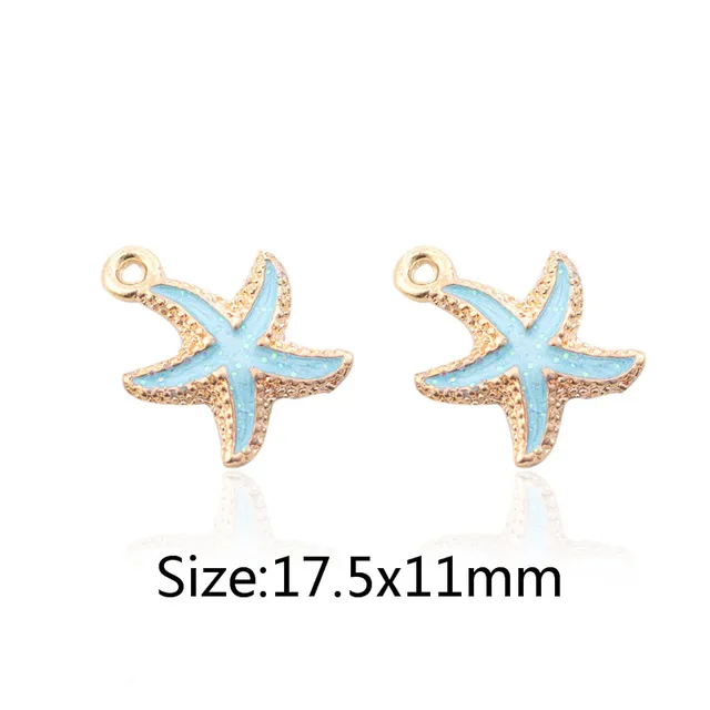 10pcs/lot Alloy Ocean Starfish Enamel Charms for jewelry Making Bracelet DIY Necklace Jewelry Accessories DIY Craft Shell Conch light blue