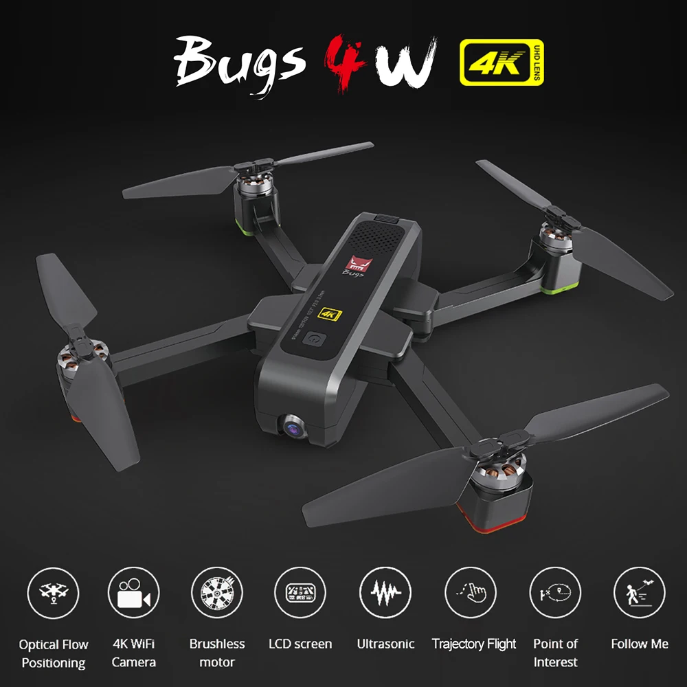 Дрон MJX Bugs 4 Вт B4W с камерой 5G WIFI FPV GPS 20 минут полета оптический поток
