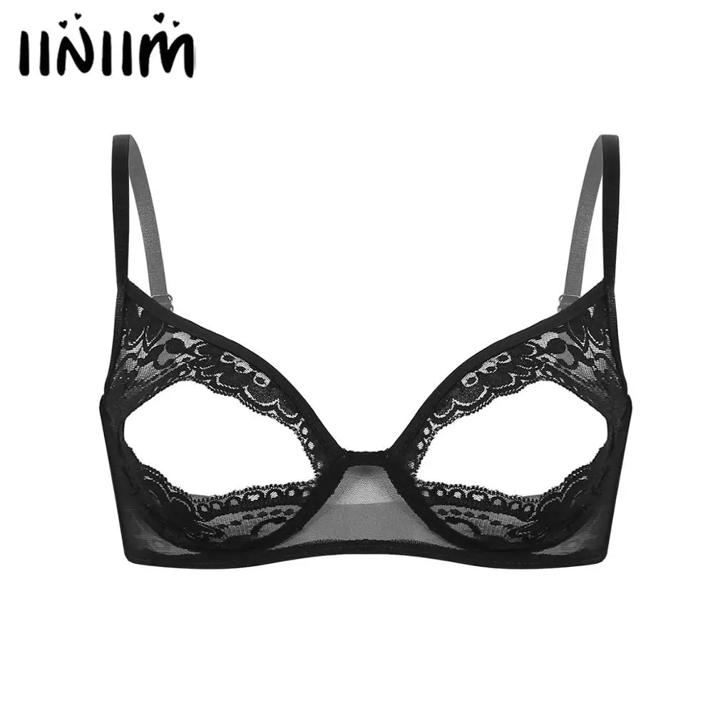 Women Lingerie Exotic Open Bras Sissy Femme Sexy Nightwear Lace Nipple Split Bralette Wire-free Unlined Bra Top women bra erotic lingerie