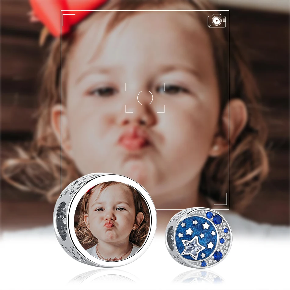 Forever Love You Moon Star CZ очаровательные 925 пробы Серебряная круглой формы бусины подходят к оригинальному браслету-Шарму DIY на заказ фото ювелирные изделия