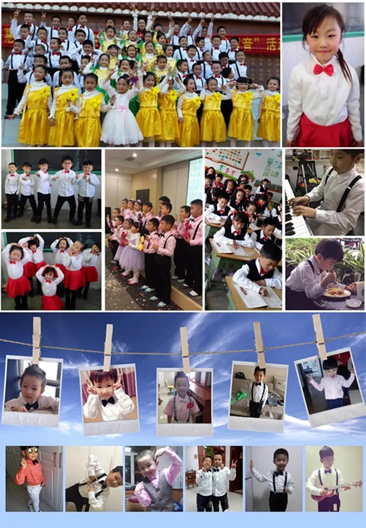 Performance Children Pure Cotton Long Sleeve Short Sleeve White Shirt CHILDREN'S DAY Men And Women Spring And Summer Autumn Clot