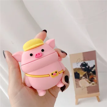 

For AirPods 1 2 Case Cute Cartoon Backpack pink pig Soft Silicone Earphone Cases For Apple Airpod Pro Case Cover Funda