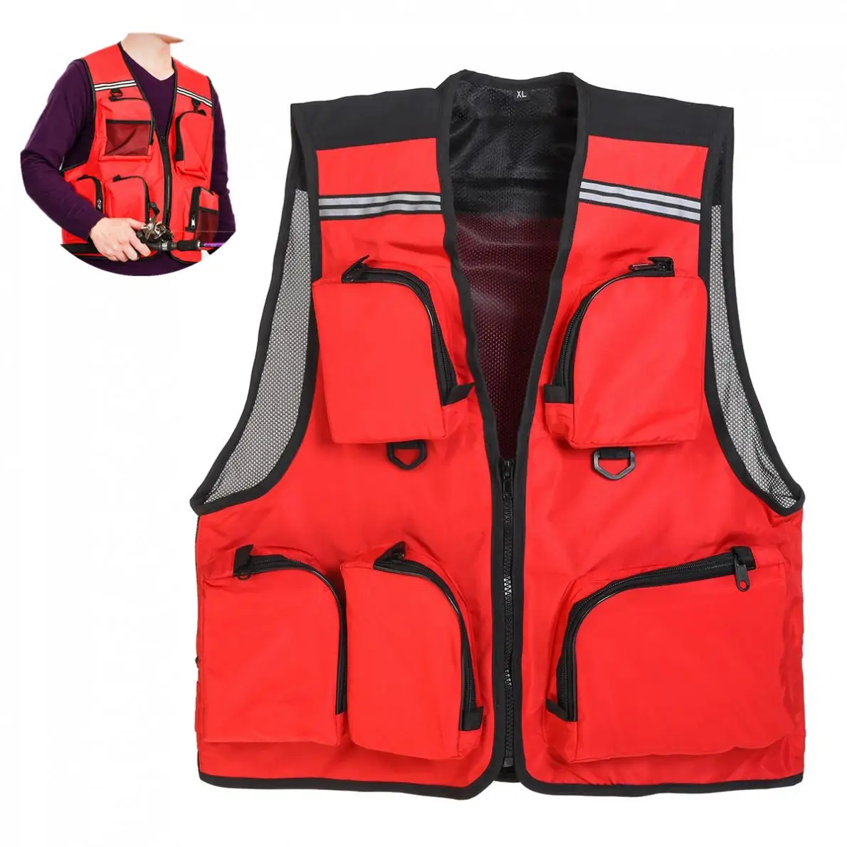 Jaqueta de Pesca ao ar Colete de Pesca Livre Esporte Fino Respirável Bolso Malha Secagem Rápida Jaqueta Quente 5 1 High Quality Esporte e Lazer