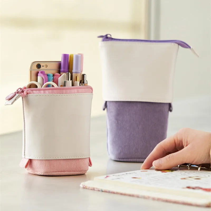 Creative Retractable pencil case school stationery Storage bag Kawaii